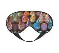 Masque doux pour les yeux avec imprimé crème glacée de nombreuses couleurs - Masque de sommeil occultant - Convient pour les voyages, le bureau, le yoga, la sieste