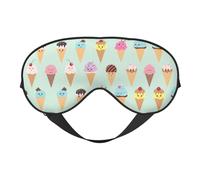 Masque doux pour les yeux avec imprimé de cônes de crème glacée - Sommeil confortable, bloque la lumière, couverture complète des yeux, idéal pour les voyages, la méditation