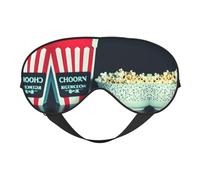 Masque doux pour les yeux avec imprimé de popcorn et de film - Sommeil confortable, ombre de nuit élastique, couvre-yeux pour les voyages, la méditation