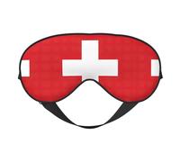 Masque doux pour les yeux avec imprimé drapeau suisse, couverture des yeux double face pour le sommeil, les voyages, le yoga, sangle réglable, bloque la lumière