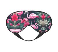 Masque doux pour les yeux avec imprimé floral flamant rose - Sommeil confortable, bloque la lumière, couverture complète des yeux, idéal pour les voyages, la méditation
