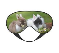 Masque doux pour les yeux avec imprimé lapins mignons - ombre de nuit élastique - Bandeau pour les yeux - Résistant à la lumière - Pour avion, yoga, voyage, couverture complète des yeux