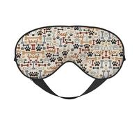 Masque doux pour les yeux avec imprimé os et pattes - Ombrage élastique de nuit, bandeau résistant à la lumière pour avion, yoga, voyage, couverture complète des yeux