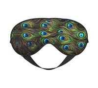 Masque doux pour les yeux avec imprimé plumes de paon, couverture des yeux double face pour le sommeil, les voyages, le yoga, sangle réglable, bloque la lumière