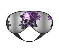 Masque doux pour les yeux avec imprimé rose violette et tête de mort, couverture douce double face pour le sommeil, les voyages, le yoga, sangle réglable, bloque la lumière