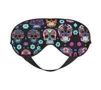 Masque doux pour les yeux avec imprimé tête de mort, couverture douce double face pour le sommeil, les voyages, le yoga, sangle réglable, bloque la lumière