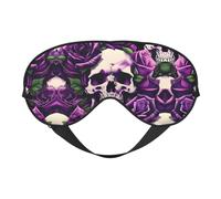 Masque doux pour les yeux avec imprimé tête de mort et roses violettes - Sommeil confortable, bloque la lumière, couverture complète des yeux, idéal pour les voyages, la méditation