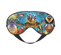 Masque doux pour les yeux avec imprimé tortue de mer colorée - Ombrage élastique de nuit, bandeau résistant à la lumière pour avion, yoga, voyage, couverture complète des yeux