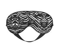 Masque doux pour les yeux avec lignes noires et blanches, imprimé sur toute la surface, 96 % polyester, 4 % élasthanne