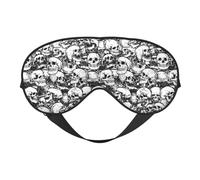 Masque doux pour les yeux avec motif crânes noirs et blancs - Léger - Respirant - Occultant - Pour voyage, sieste, yoga, méditation
