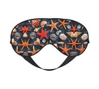 Masque doux pour les yeux avec motif étoile de mer et coquillages - Sommeil confortable, ombre de nuit élastique, couvre-yeux pour les voyages, la méditation