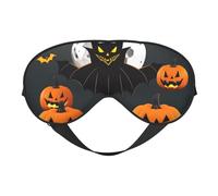Masque doux pour les yeux avec motif lune chauve-souris et citrouille avec sangle réglable pour la sieste en avion