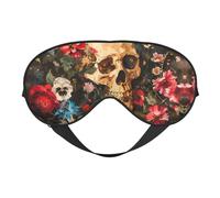 Masque doux pour les yeux avec motif tête de mort et sangle réglable pour la sieste en avion