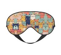 Masque doux pour les yeux avec motifs de chats mignons dans une variété de couleurs - Masque de sommeil pour les yeux - Masque occultant pour les yeux - Convient pour les voyages, le bureau, le yoga