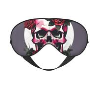 Masque doux pour les yeux avec sangle réglable et motif tête de mort rose pour la sieste en avion