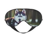 Masque doux pour les yeux avec sangle réglable - Motif chien Husky - Pour la sieste en avion