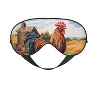 Masque doux pour les yeux avec sangle réglable Motif coq sur bois dans les terres agricoles