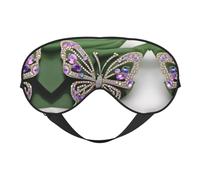 Masque doux pour les yeux avec strass et imprimé papillon pour homme et femme - Confortable avec sangle réglable - Pour voyage, yoga, sieste, travail