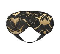 Masque doux pour les yeux avec texture marbrée noire, impression dorée, couverture des yeux douce double face pour le sommeil, les voyages, le yoga, sangle réglable, bloque la lumière