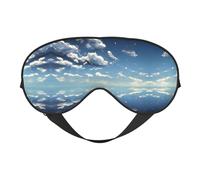 Masque doux pour les yeux bleu ciel et nuages blancs, imprimé sur toute la surface, 96 % polyester, 4 % élasthanne