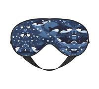 Masque doux pour les yeux bleu, imprimé sur toute la surface, 96 % polyester, 4 % élasthanne