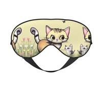 Masque doux pour les yeux chat et papillon, imprimé sur toute la surface, 96 % polyester, 4 % élasthanne
