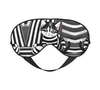 Masque doux pour les yeux de chaton à rayures noires et blanches, imprimé sur toute la surface, 96 % polyester, 4 % élasthanne