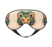 Masque doux pour les yeux de lion de dessin animé, imprimé sur toute la surface, 96 % polyester, 4 % élasthanne
