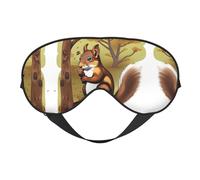 Masque doux pour les yeux d'écureuil mangeur de noisette, imprimé sur toute la surface, 96 % polyester, 4 % élasthanne