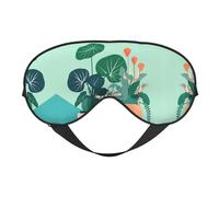 Masque doux pour les yeux d'intérieur avec motif de plantes vertes en pot, imprimé sur toute la surface, 96 % polyester, 4 % élasthanne