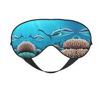 Masque doux pour les yeux en forme de baleines des mers profondes, imprimé sur toute la surface, 96 % polyester, 4 % élasthanne