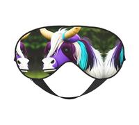 Masque doux pour les yeux en forme de tête de vache colorée, imprimé sur toute la surface, 96 % polyester, 4 % élasthanne