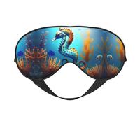 Masque doux pour les yeux en forme d'hippocampe, imprimé sur toute la surface, 96 % polyester, 4 % élasthanne