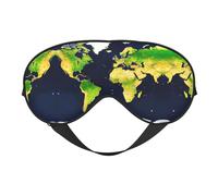 Masque doux pour les yeux imprimé carte du monde, couverture douce double face pour le sommeil, les voyages, le yoga, sangle réglable, bloque la lumière
