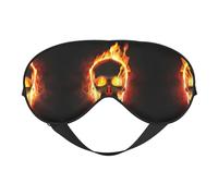 Masque doux pour les yeux imprimé crâne de feu - Ombre de nuit élastique - Bandeau anti-lumière pour avion, yoga, voyage, couverture complète des yeux