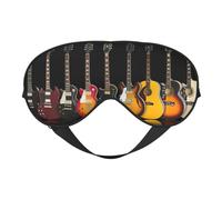 Masque doux pour les yeux imprimé guitare électrique, couverture des yeux double face pour le sommeil, les voyages, le yoga, sangle réglable, bloque la lumière