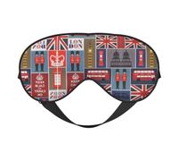Masque doux pour les yeux imprimé symboles de l'Angleterre - Sommeil confortable, bloque la lumière, couverture complète des yeux, idéal pour les voyages, la méditation