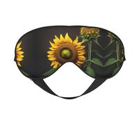 Masque doux pour les yeux imprimé tournesols dans les mauvaises herbes pour homme et femme confortable avec sangle réglable pour voyage, yoga, sieste, travail