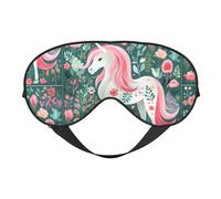 Masque doux pour les yeux licorne avec cheveux roses. Unisexe, confortable et respirant, adapté pour le repos quotidien. Vous aide à entrer rapidement dans un sommeil profond.
