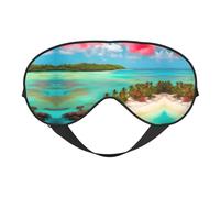 Masque doux pour les yeux motif paysage des Caraïbes, imprimé sur toute la surface, 96 % polyester, 4 % élasthanne