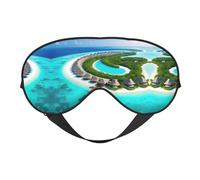 Masque doux pour les yeux Motif paysage des Maldives, imprimé sur toute la surface, 96 % polyester, 4 % élasthanne