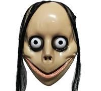 Masque Effrayant momoo - Masque Facial Étrange, Masque Complet Aux Cheveux Longs | Costume D'Halloween momoo Avec Colonne Vertébrale - Couverture Effrayante - Masque De Démon D'horreur - Accessoires