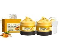 Masque en argile avec curcuma et vitamine C- pour les points noirs et les pores nettoyants, nourrices profondes et soins de la peau,2pcs