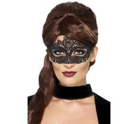 Masque En Dentelle Brodée Noir Pour Costume De Mascarade