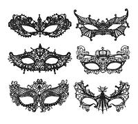 Masque en dentelle Masque pour les yeux en Dentelle Sexy 6 PCS Masque Vénitien Masque en dentelle pour Mardi Gras Mascarade Halloween Carnaval Fête Déguisement Bal Gothique Masque facial (Style 2)