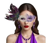 Masque en Dentelle Plumes Demi-Visage Femme Carnaval Bal Masqué Halloween