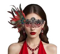 Masque en Dentelle Plumes Demi-Visage Femme Carnaval Bal Masqué Halloween