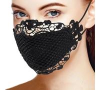 Masque en dentelle respirant réutilisable pour femme avec ajustement réglable, idéal pour la protection et accessoires de cosplay lors de festivals et fêtes (taille moyenne, noir)