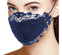 Masque en dentelle respirant réutilisable pour femme avec ajustement réglable, idéal pour la protection et accessoires de cosplay lors de festivals et fêtes (taille moyenne bleu foncé)