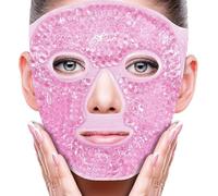 Masque en gel,chaud et froid pour le visage,réduit les gonflements,élimine les cernes sous les yeux et atténue les cernes,soulage les maux de tête,apaise la fatigue du visage,illumine la peau(rose)